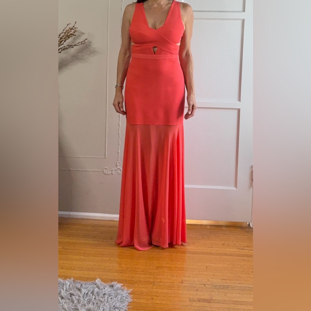 BCBG Max Azria Elegant Coral Maxi Dress